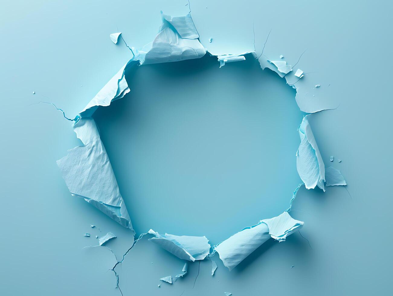 Ragged hole torn in ripped paper in 8K resolution photo