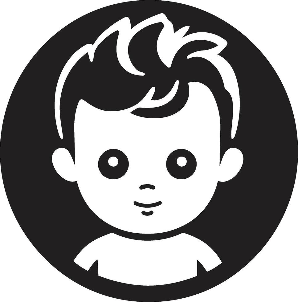 Sweet Pea Toddler Face in Black Toddler Tenderness Black Icon of Childs Face vector