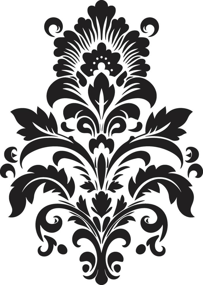 Nostalgic Notions Design of Vintage Florals in Black Noir Nectarine Black Vintage Floral Icon vector