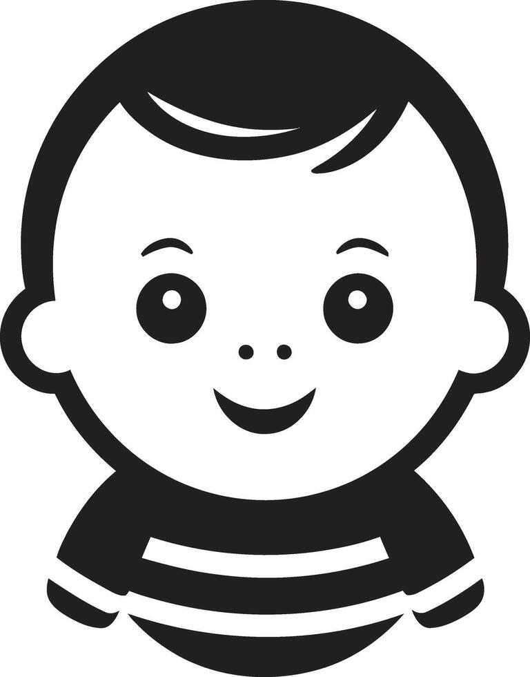 Tiny Titan Toddler Face in Black Cherub Cheeks Black Icon of Childs Face vector