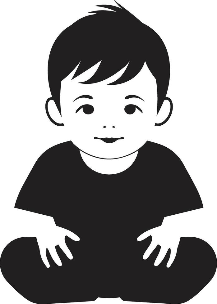 Little Love Black Icon of Toddler Face Sweet Pea Toddler Face in Black vector