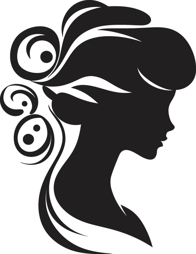 Shadowed Sophistication Black Woman Face Icon Monochrome Muse Woman Face in Black vector