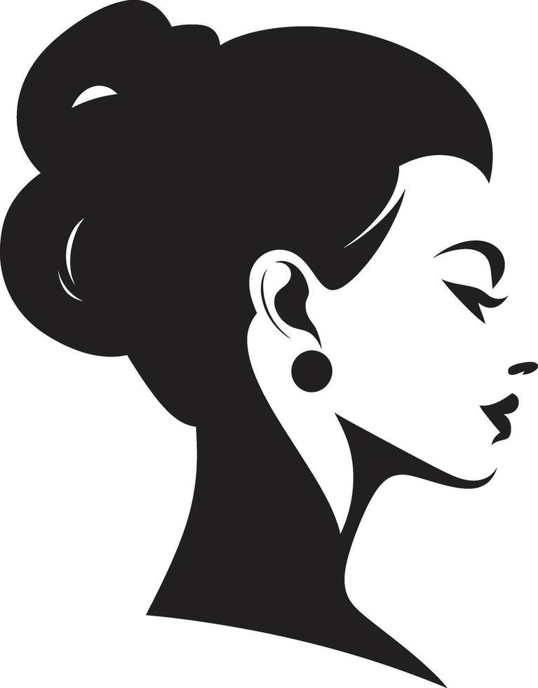 Radiant Noir Design of Woman Face in Black Vintage Verve Black Icon of Womans Face vector