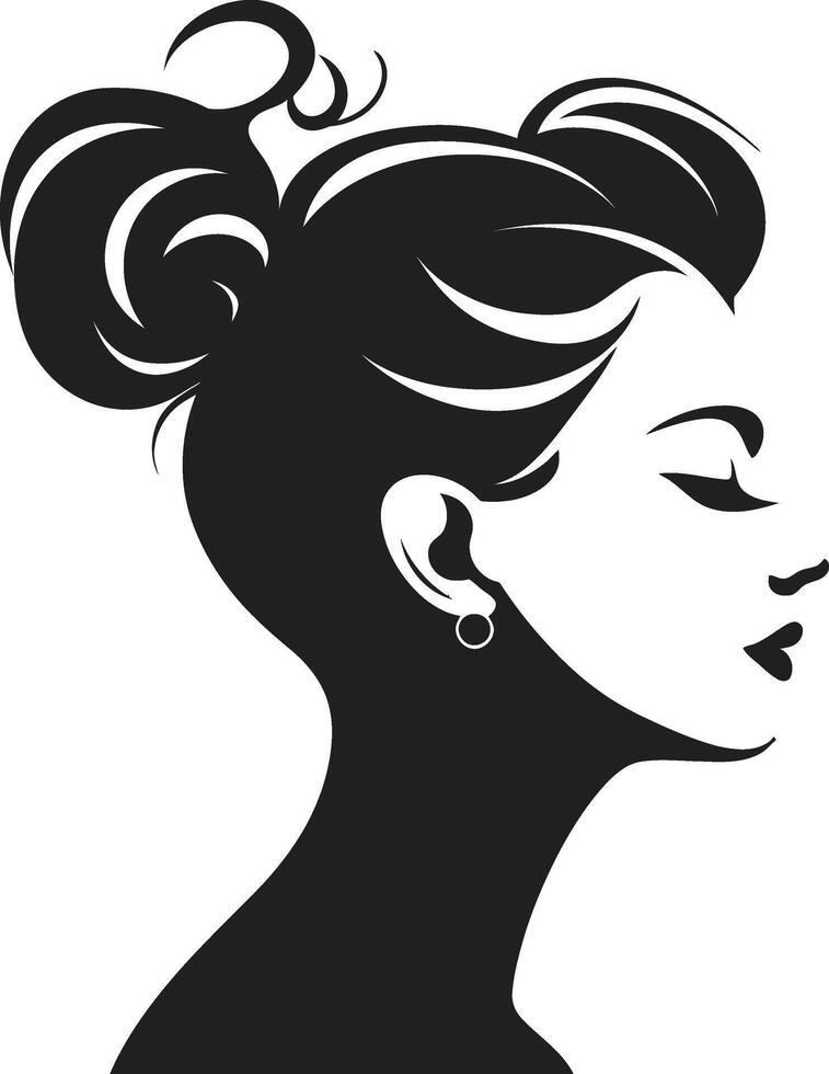 Ethereal Elegance Woman Face in Black Radiant Noir Black Woman Face Icon vector