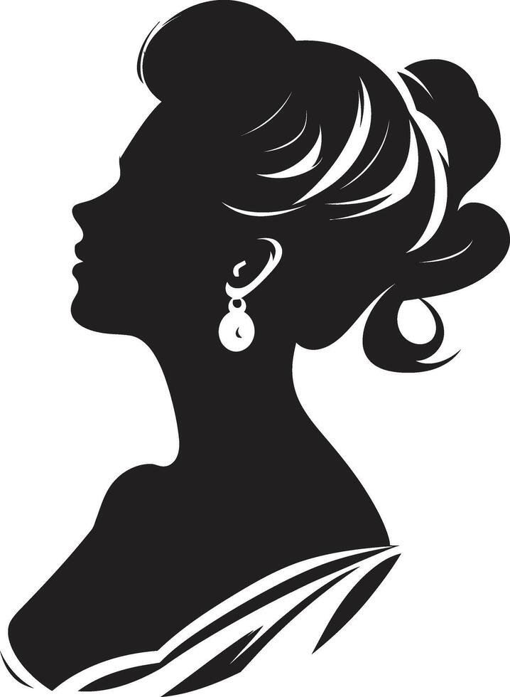 Timeless Temptress Woman Face in Black Serene Silhouette Black Woman Face Icon vector