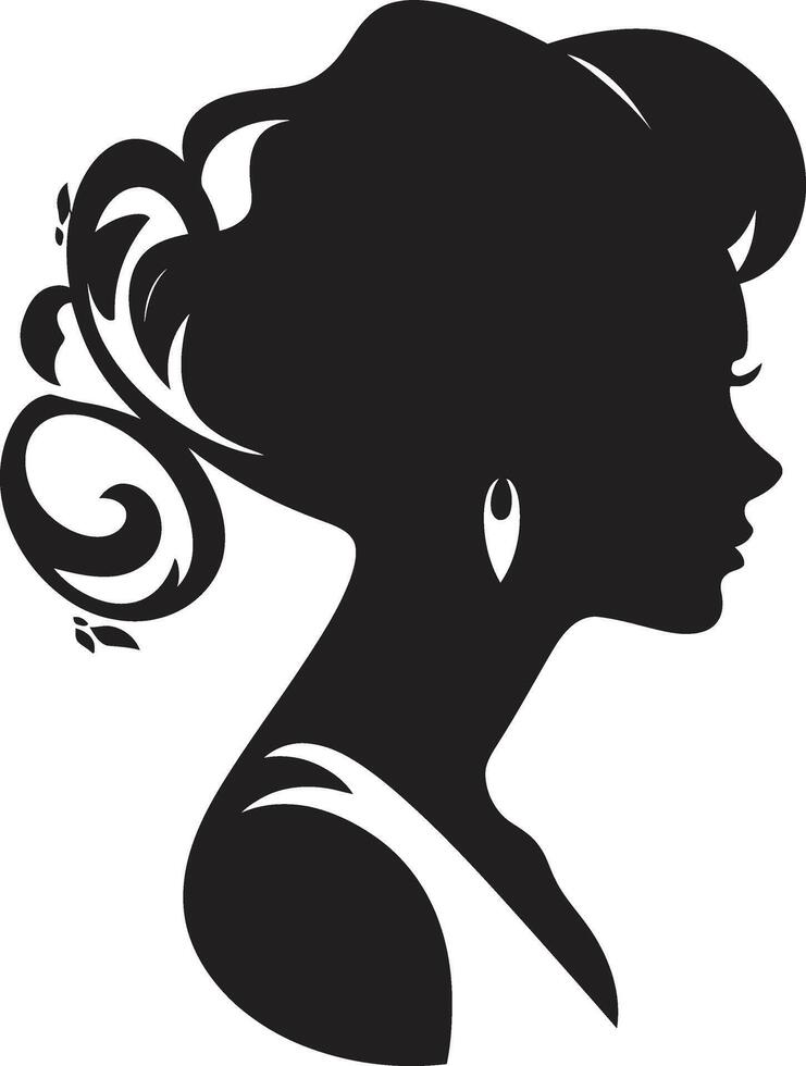 Charcoal Charm Woman Face in Black Elegant Enigma Black Woman Face Icon vector