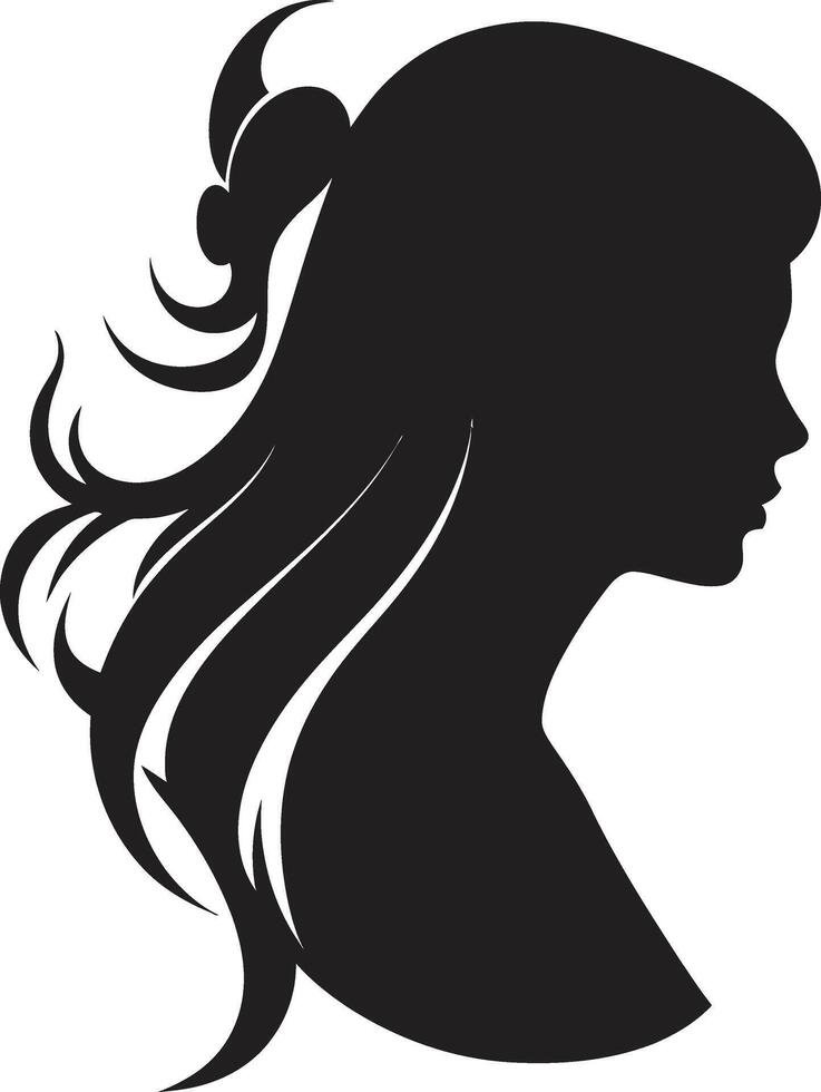 Charcoal Charm Woman Face in Black Elegant Enigma Black Woman Face Icon vector