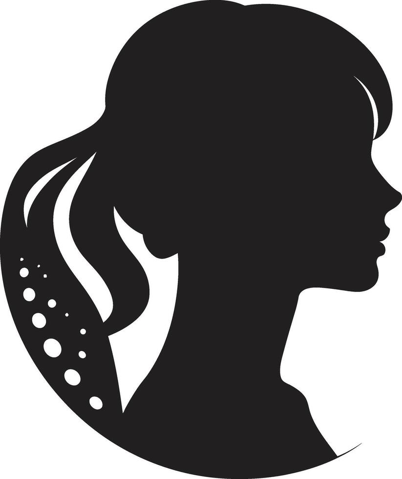 Shadowed Siren Black Woman Face Icon Noir Nymph Design of Woman Face in Black vector