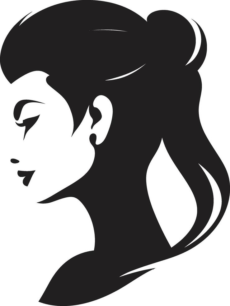 Midnight Mystery Black Woman Face Icon Ethereal Empress Woman Face in Black vector