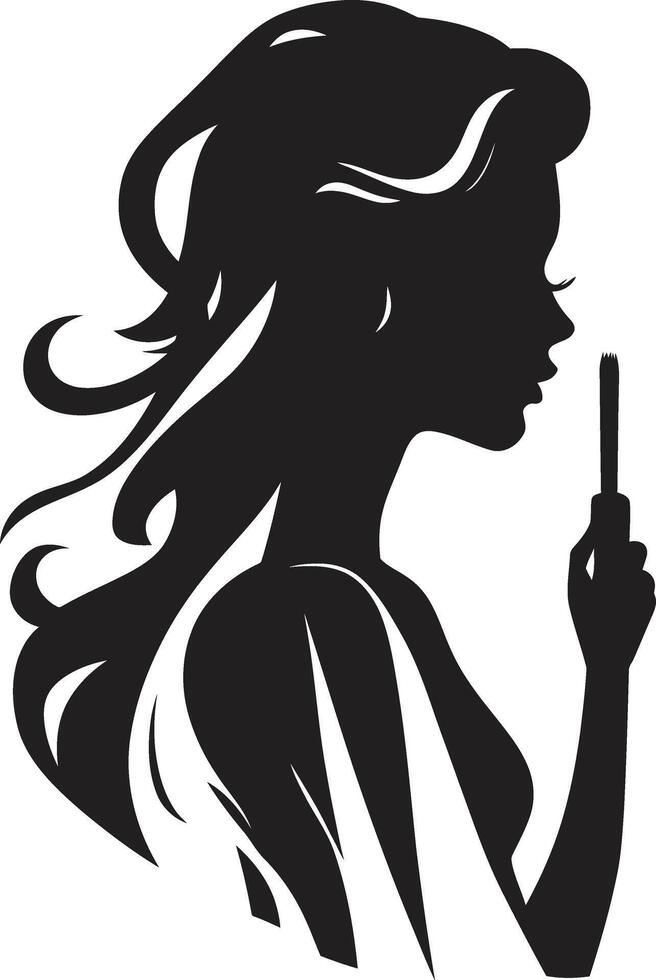 Ethereal Empress Woman Face in Black Radiant Reverie Black Icon of Womans Face vector
