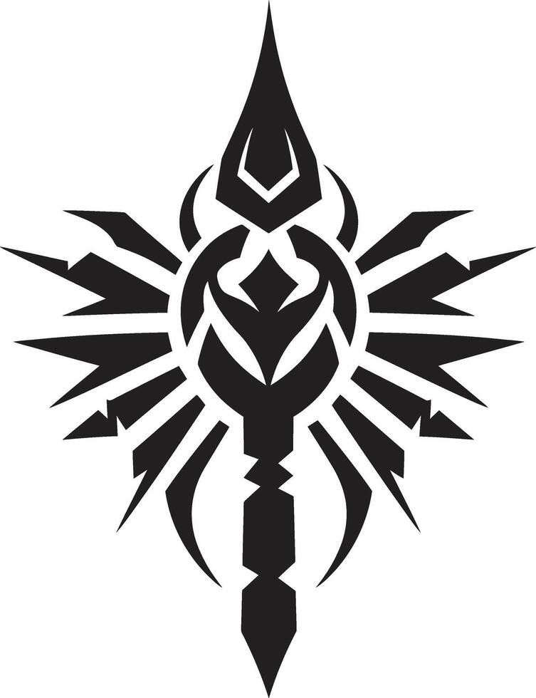 Shadowed Symbols Tribal Design in Noir Obsidian Ornament Black Icon of Tribal Tattoo vector