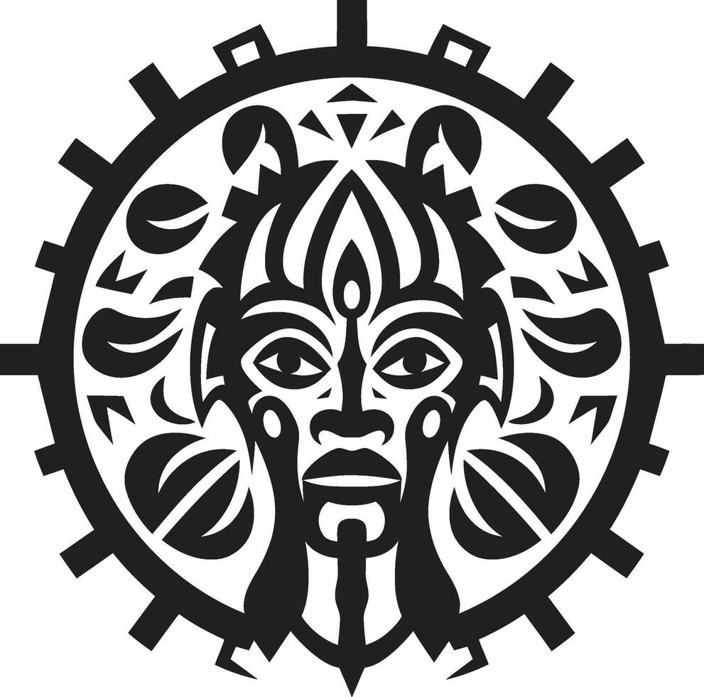 Ethereal Emblems Tattoo Design in Noir Monochrome Mastery Black Icon of Tribal Ink vector