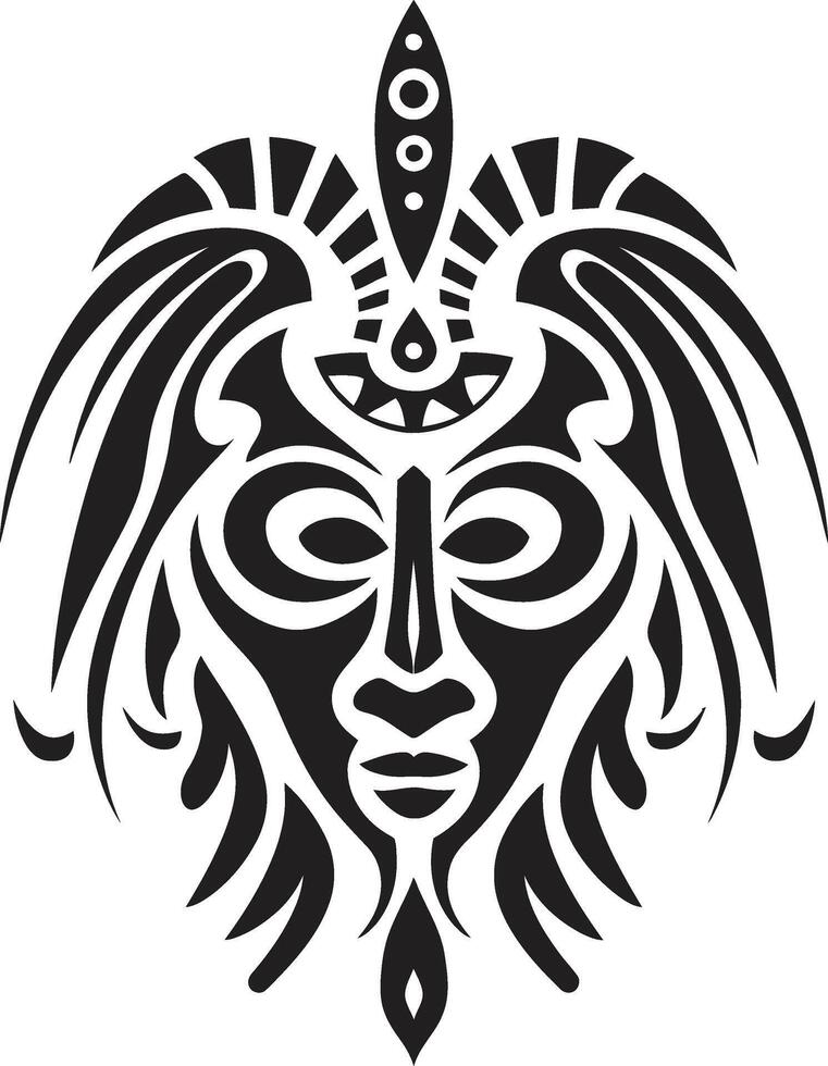 Noir Nature Tattoo Design with Black Elements Midnight Majesty Black Icon of Tribal Ink vector