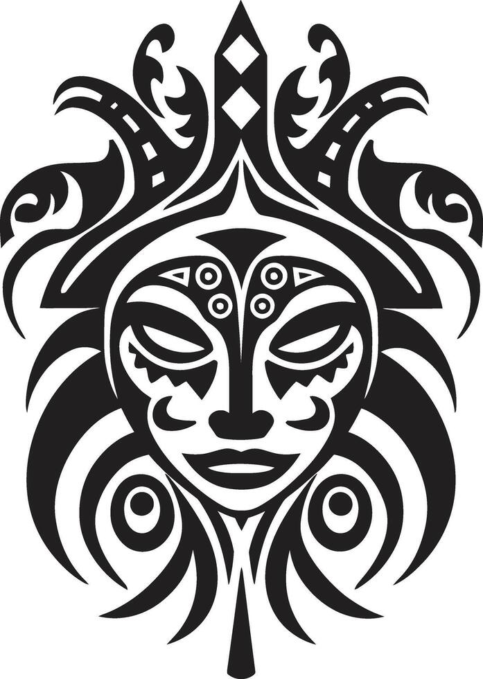 Noir Nomad Black Tribal Tattoo Icon Ethereal Emblems Tattoo Design in Noir vector