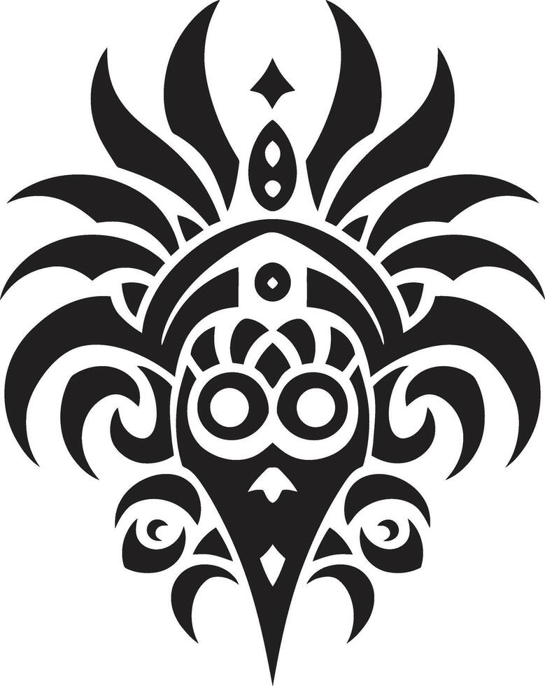 Tribal Twilight Tattoo Design with Black Elements Silhouette Symbols Black Icon of Tribal Ink vector