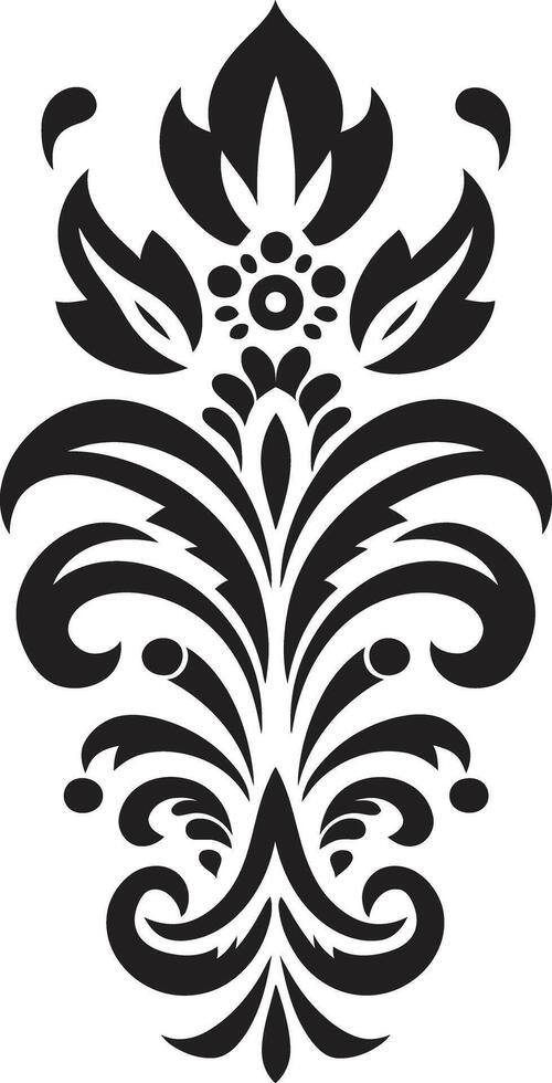 Timeless Botanicals Floral Design in Black Retro Petals Vintage Floral Icon with Black Accents vector