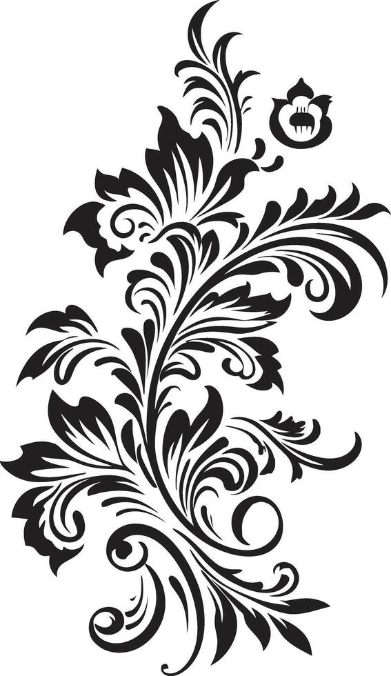 Elegant Evergreens Design of Vintage Florals in Black Antique Azaleas Black Vintage Floral Element vector