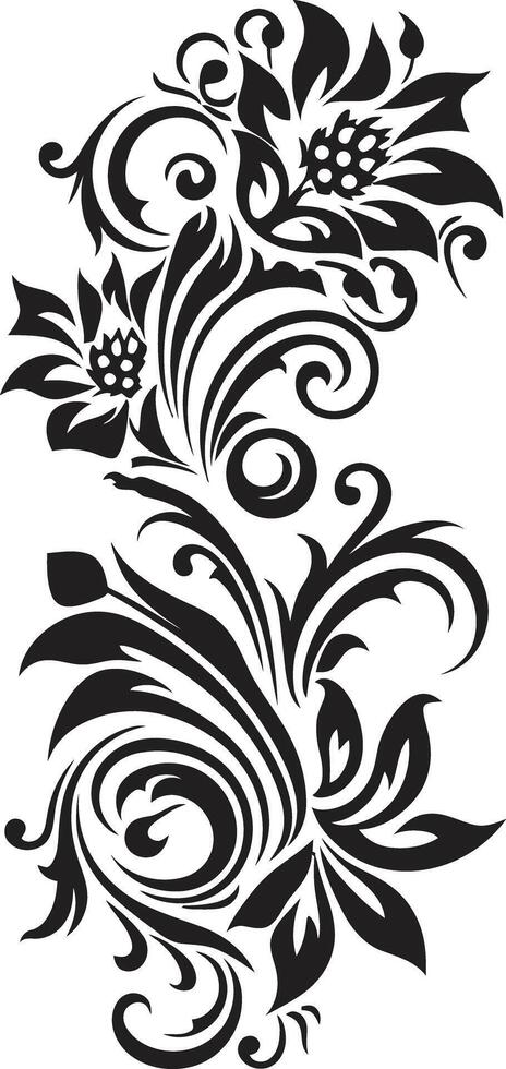 Timeless Tulips Vintage Floral Element in Black Classic Violets Vintage Floral Design with Black Elements vector