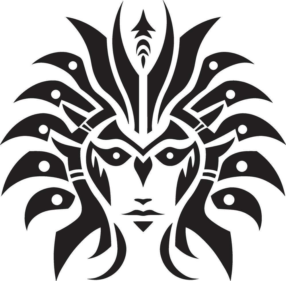 Noir Navajo Tattoo Design with Black Elements Midnight Mosaics Black Icon of Tribal Ink vector