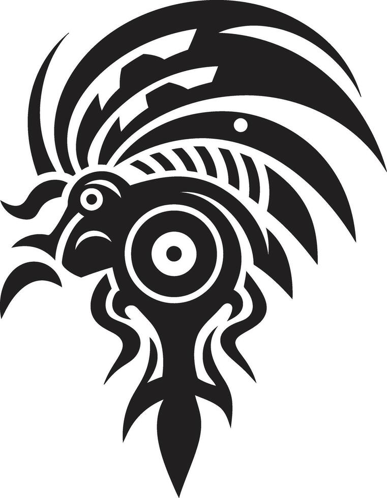 Shadowed Summons Tattoo Design in Noir Obsidian Odyssey Black Icon of Tribal Ink vector
