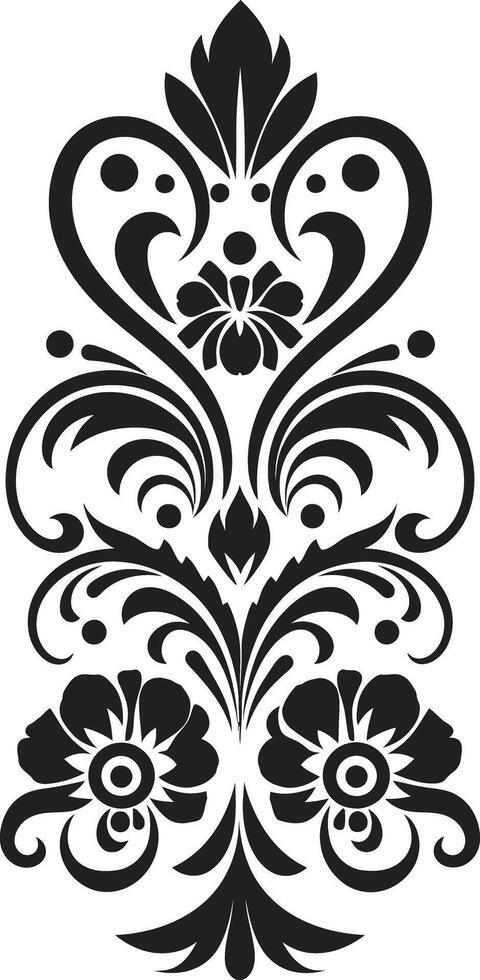 Antique Atmosphere Black Vintage Floral Icon Retro Reflections Vintage Florals in Black vector