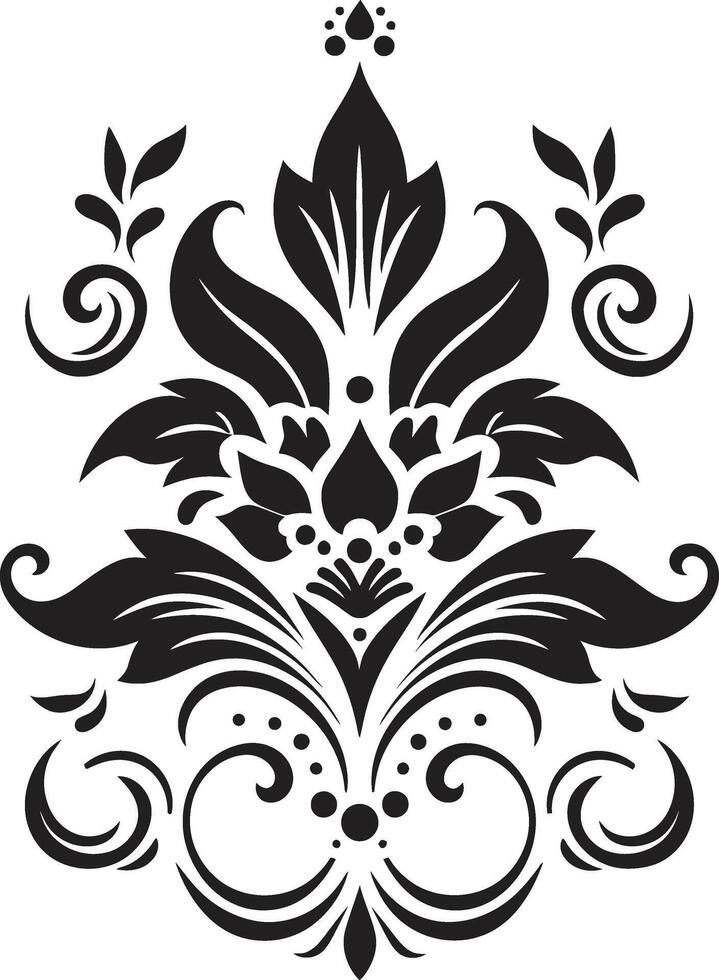 Old world Olives Black Vintage Floral Icon Elegant Edelweiss Vintage Floral Design in Black vector