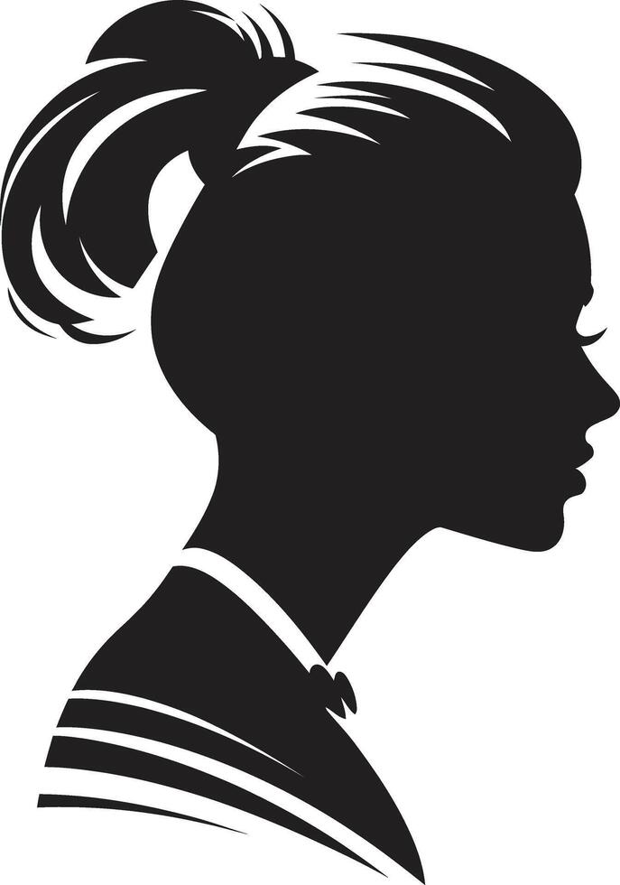 Mystical Maiden Black Icon of Womans Face Charcoal Charm Design of Woman Face in Black vector
