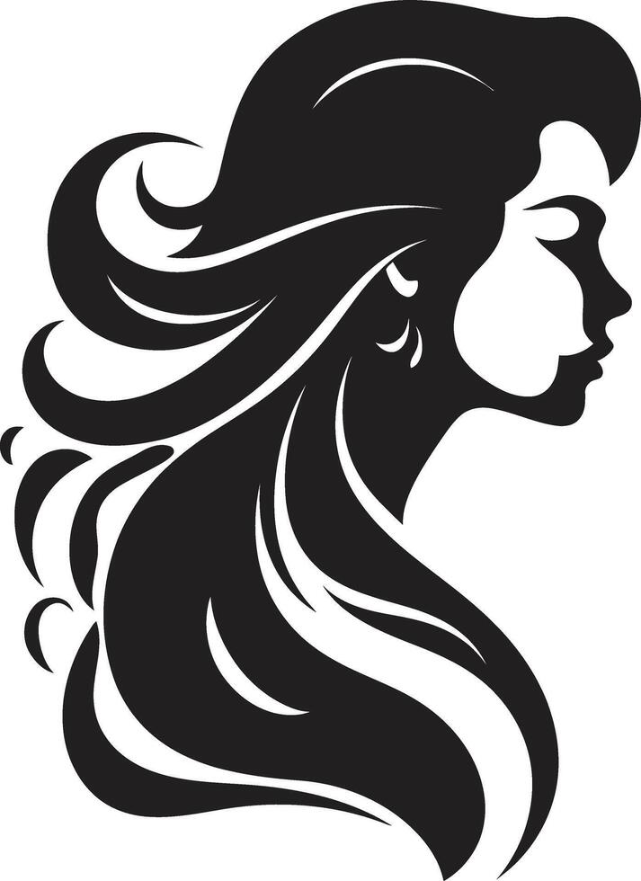Midnight Majesty Woman Face in Black Ebony Empowerment Black Woman Fitness Logo Icon vector