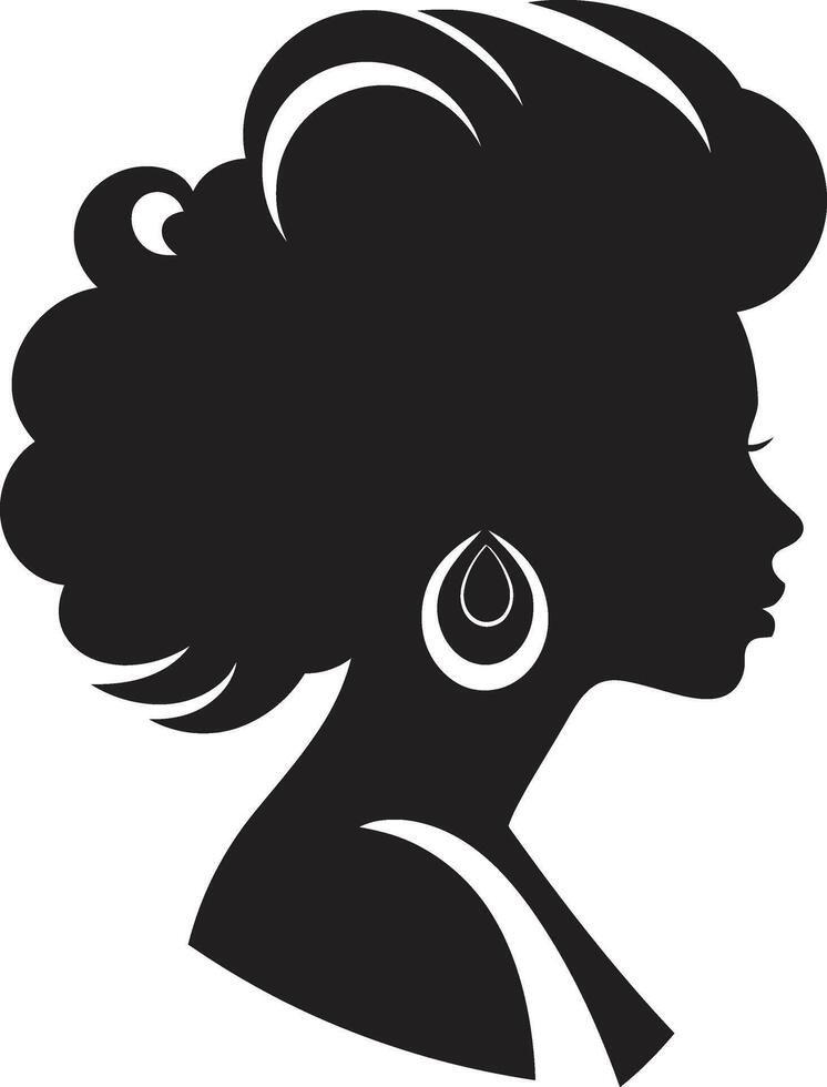 Radiant Reverie Black Icon of Womans Face Vintage Vogue Design of Woman Face in Black vector