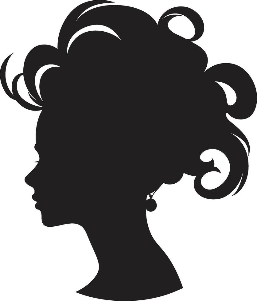 Noir Nouveau Black Icon of Womans Face Elegant Echoes Woman Face in Black vector