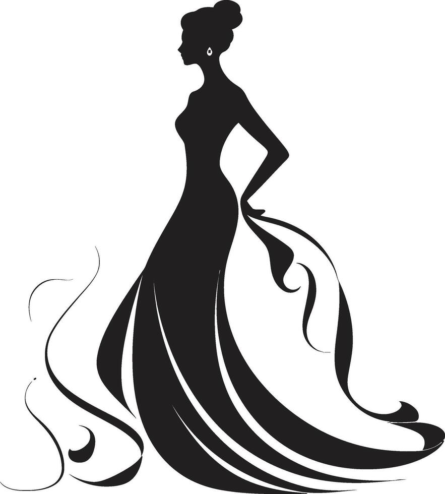 Ethereal Elegance Woman Face in Black Radiant Reverie Black Icon of Womans Face vector