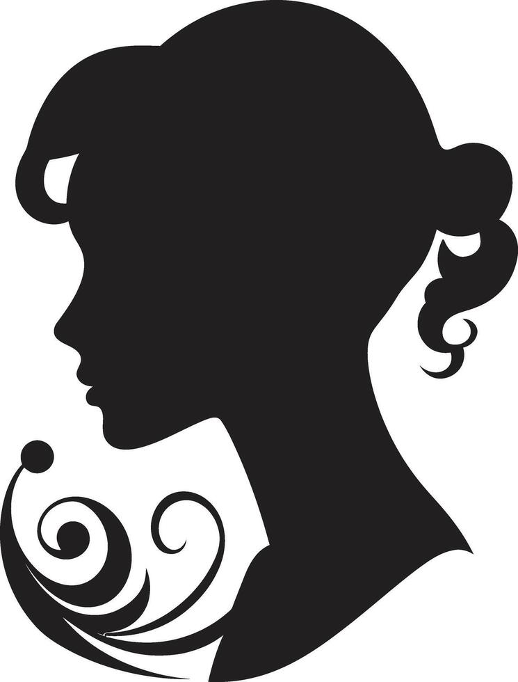 Radiant Reverie Black Icon of Womans Face Ebony Elegance Woman Face in Black vector