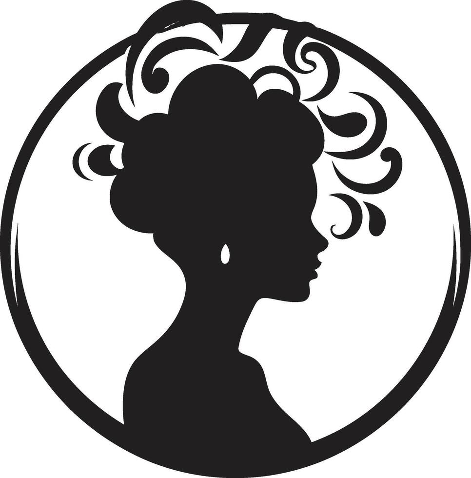 Ebony Elegance Design of Woman Face in Black Vintage Verve Black Woman Face Icon vector