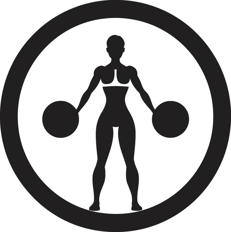 Radiant Resilience Black Icon of Woman Fitness Logo Bold Balance Woman Fitness Logo in Black vector