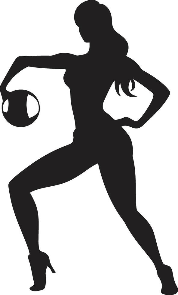 Vigorous Vibe Woman Fitness Logo in Black Graceful Gains Black Woman Fitness Logo Icon vector