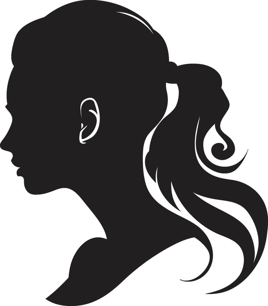 Silhouette Serenity Black Icon of Womans Face Noir Nectar Woman Face in Black vector
