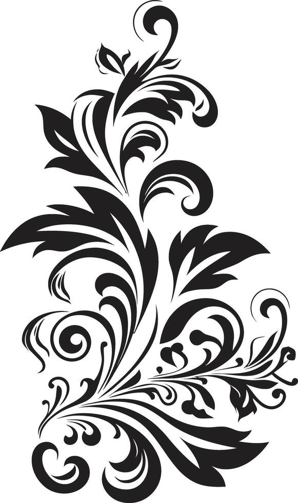 Victorian Vibes Black Vintage Floral Icon Elegant Evergreens Design of Vintage Florals in Black vector