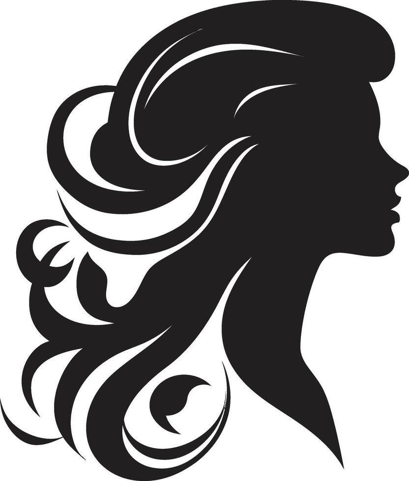 Ethereal Elegance Woman Face in Black Midnight Mystique Black Woman Face Icon vector