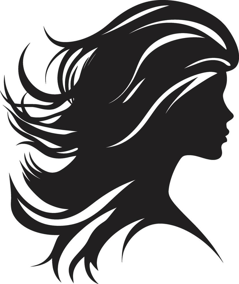 Mystical Maiden Black Icon of Womans Face Charcoal Charm Woman Face in Black vector
