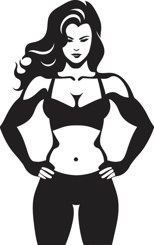 Athletic Aura Woman Fitness Logo in Black Radiant Resilience Black Icon of Woman Fitness Logo vector