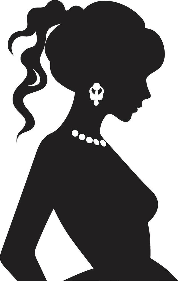 Noir Beauty Woman Face in Black Classic Contours Black Icon of Womans Face vector