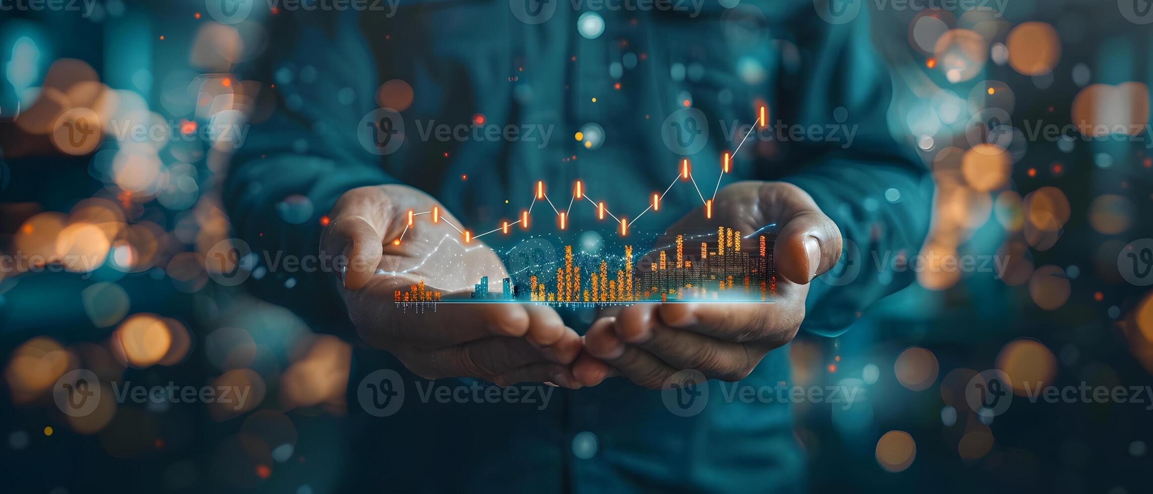A person holding a tablet with a graph on it photo