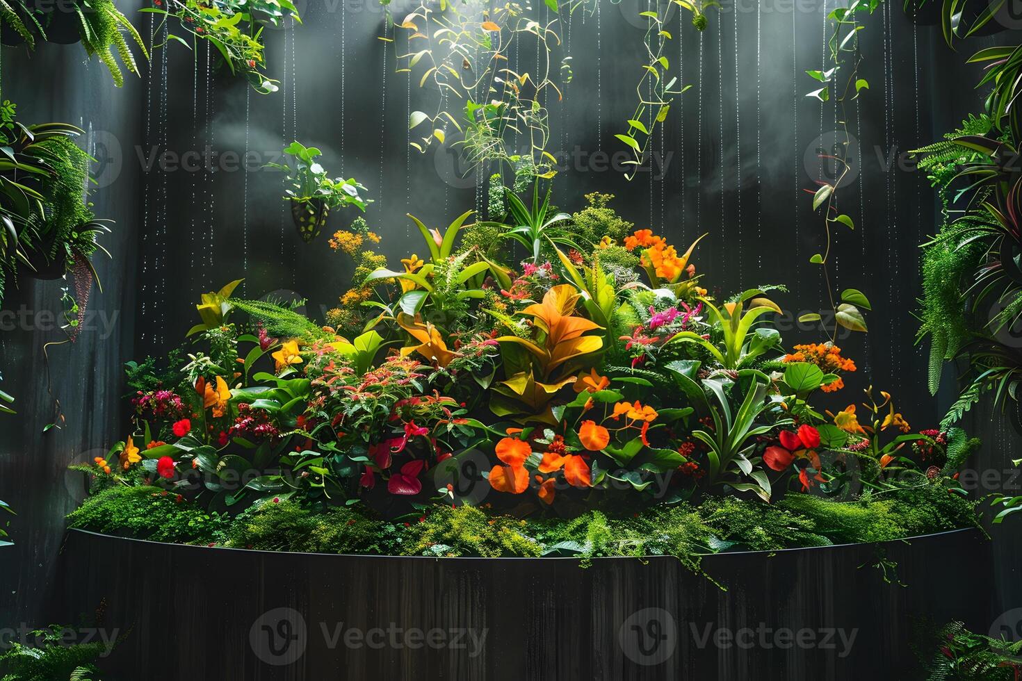 Plants and flowers arranged beautifully in a room photo