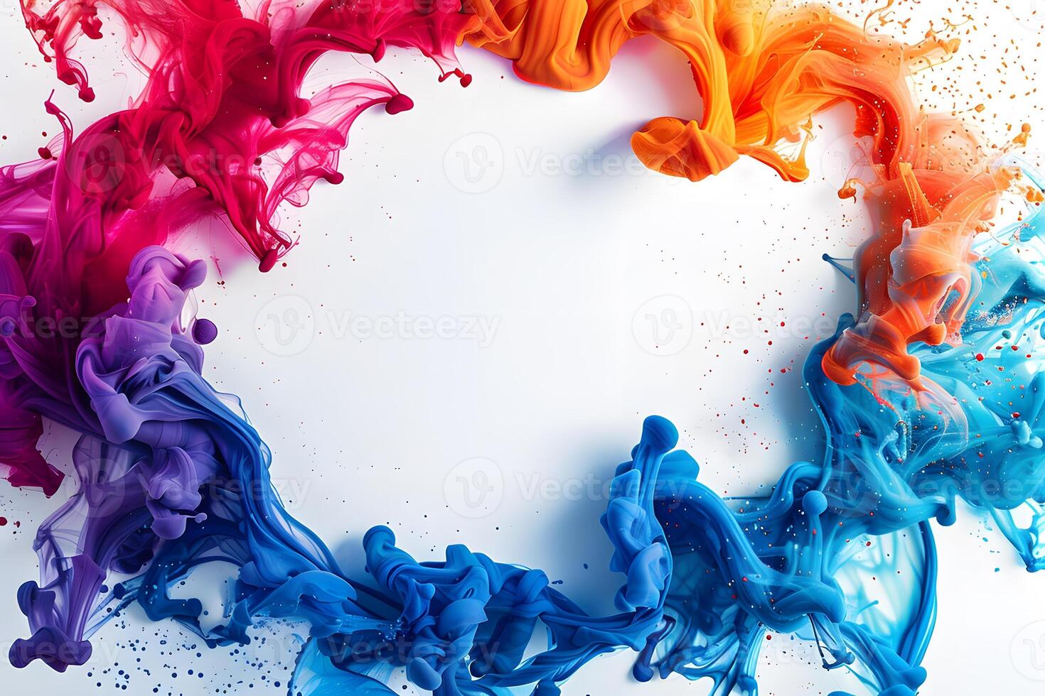 Close up of vibrant ink in a circular pattern on white background photo
