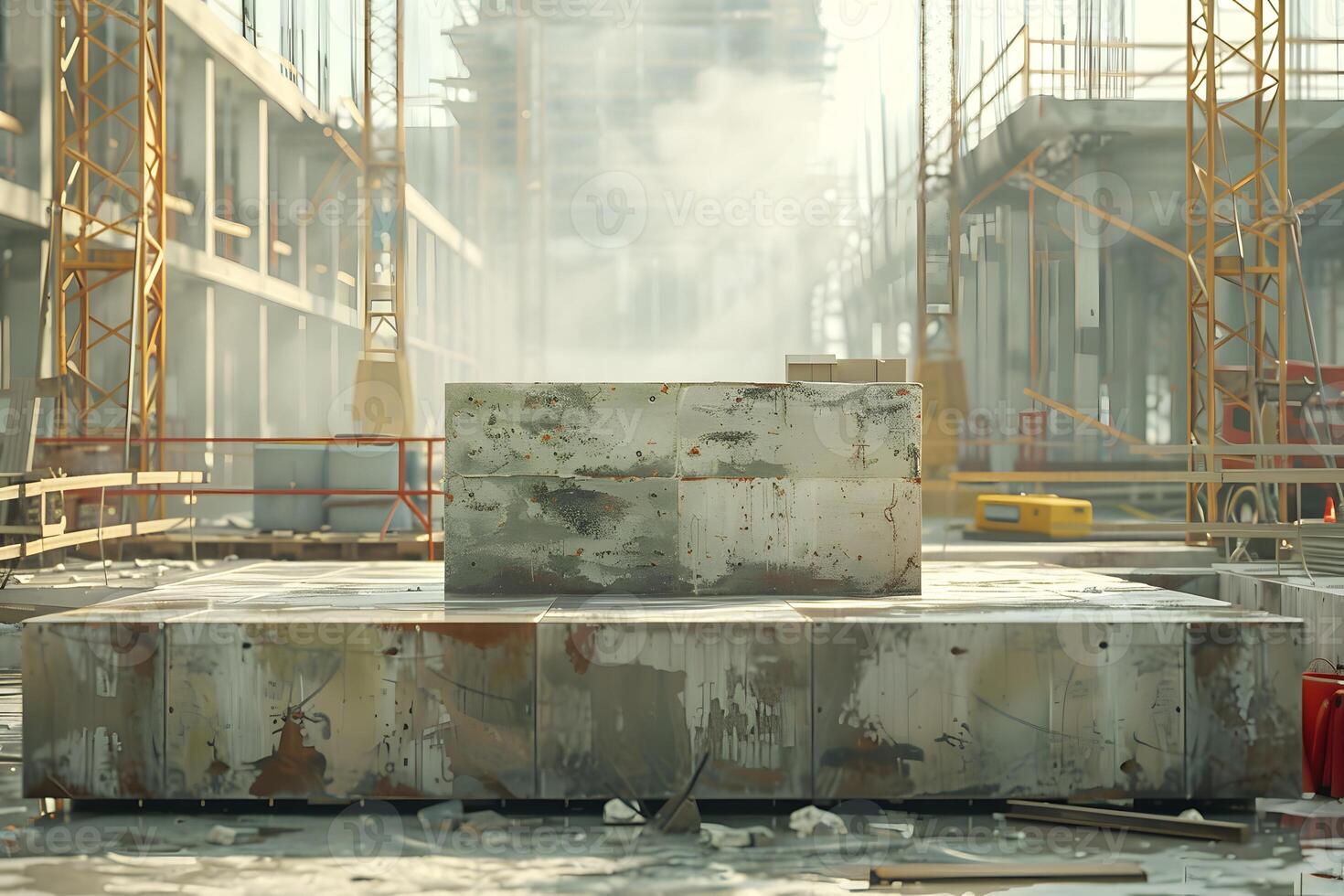 A concrete block at construction site photo