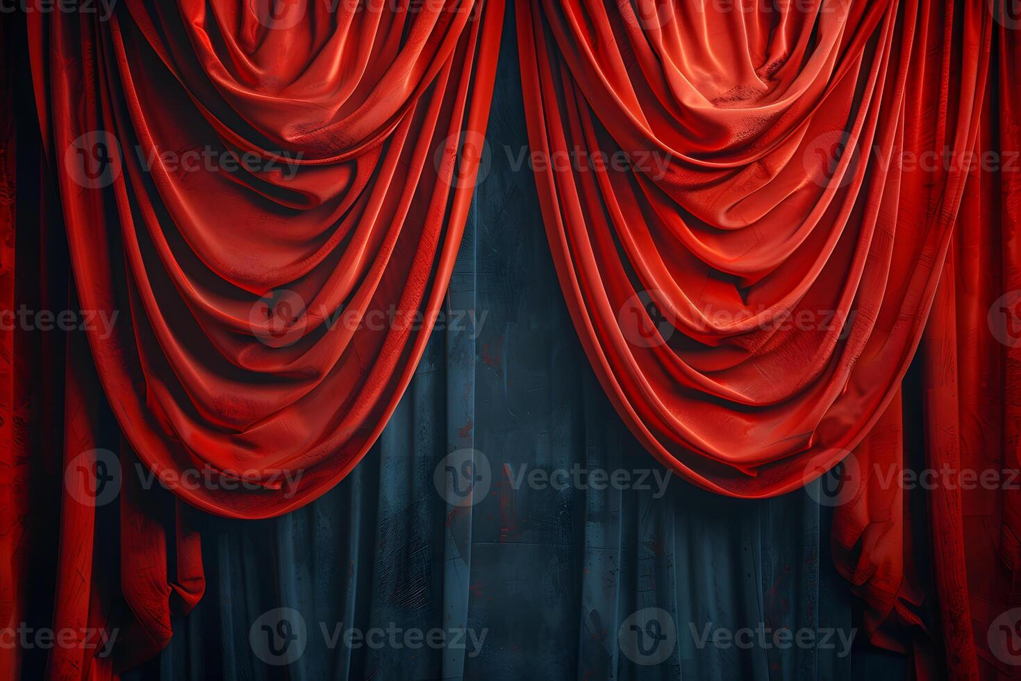 Close-up of red curtain against black backdrop photo