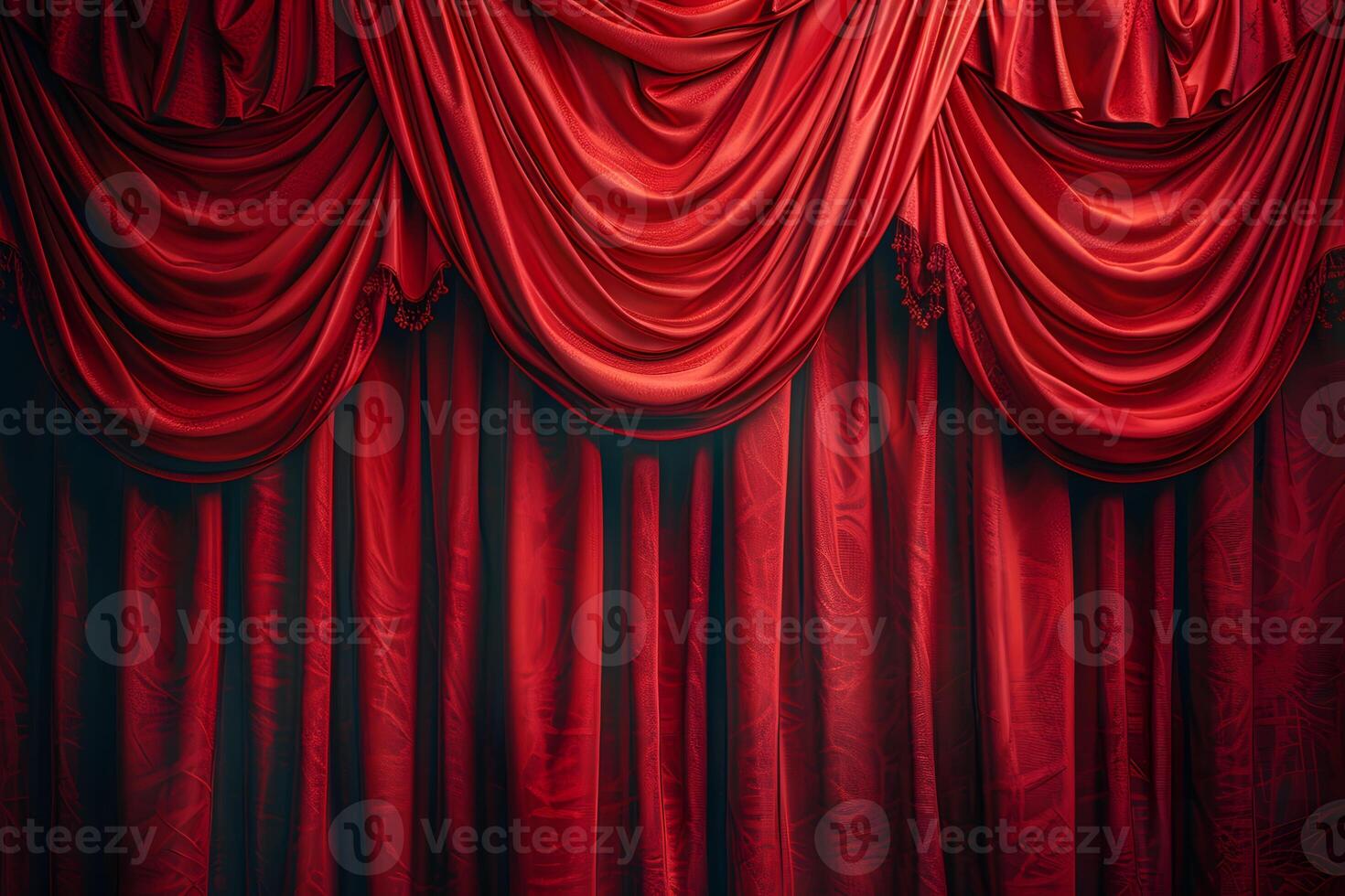 A close up of a red curtain with a black background photo