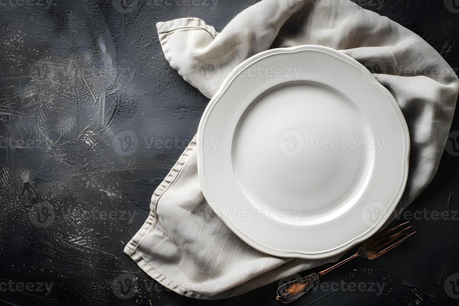 Plate, fork, napkin photo