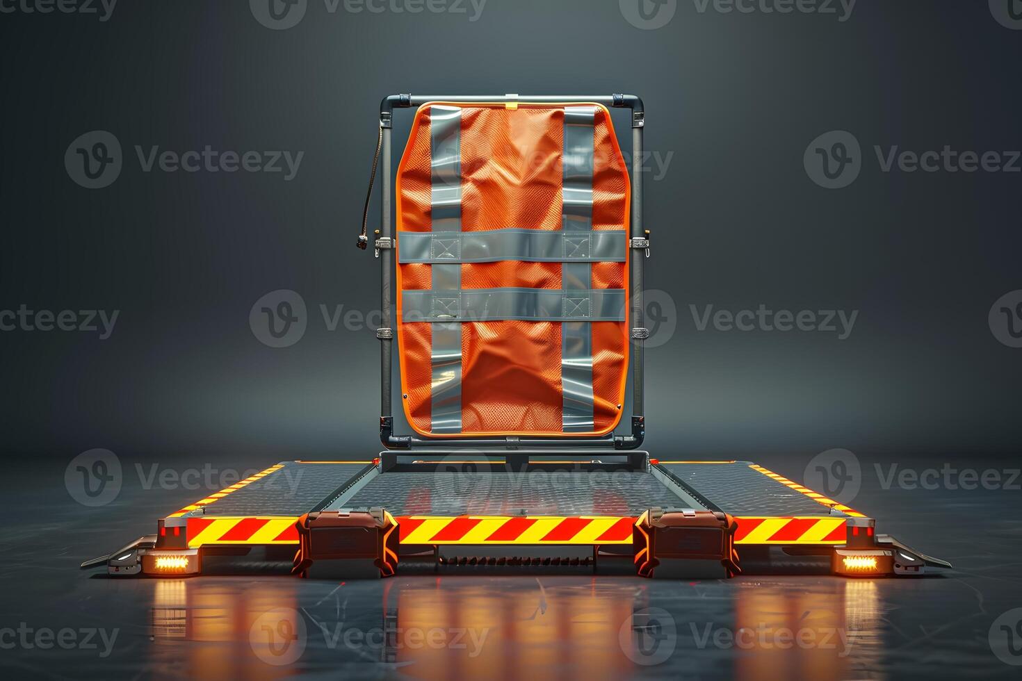 A truck with a large orange bag on the back photo