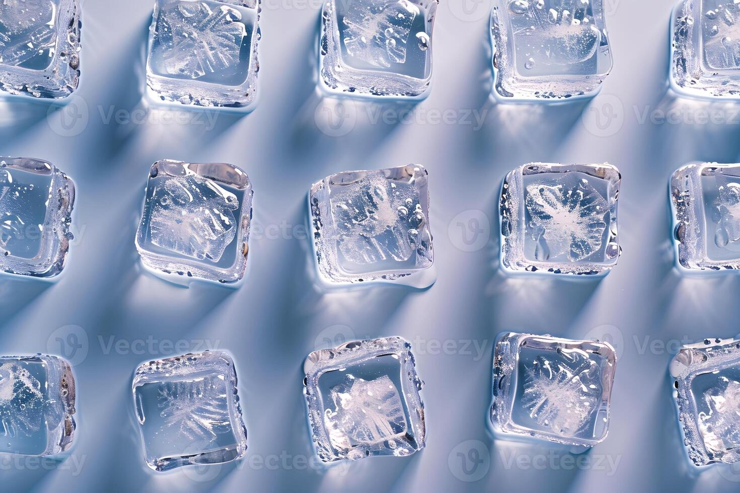Close up of ice cubes on table photo